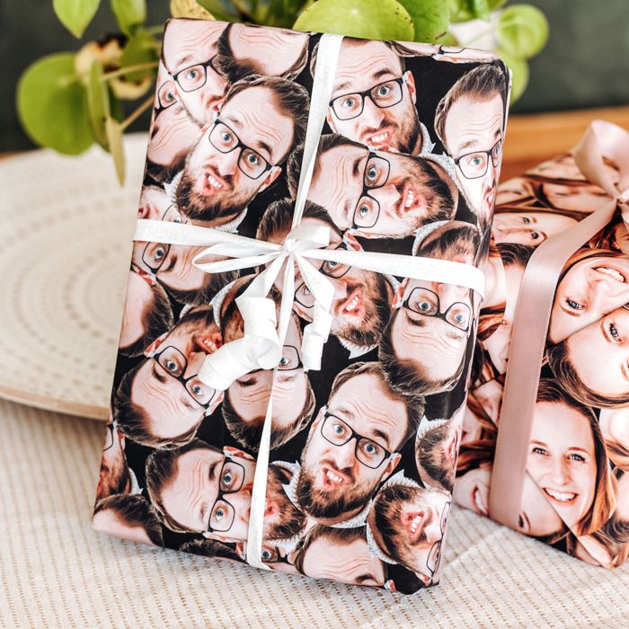 Papel de regalo personalizado con caras